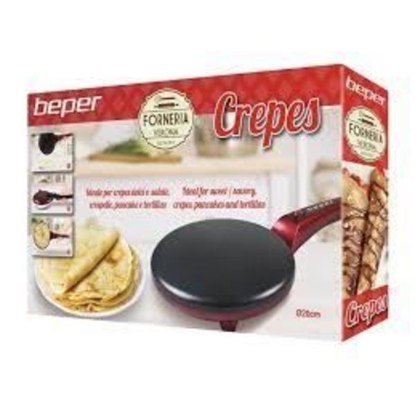 Elektrisk crepe maker - BEPER - Röd - 800 W - Non-stick beläggning - Aluminiumplåt Röd