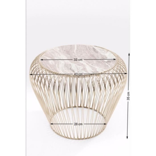 Sidobord Beam guld marmor grå 43cm Kare Design