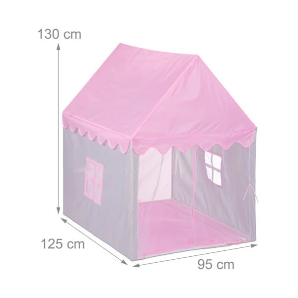 Tält för Barn - Relaxdays - 10049136 - Rosa och Grå - 130 x 95 x 125 cm - Snabb Montering rosa, grå