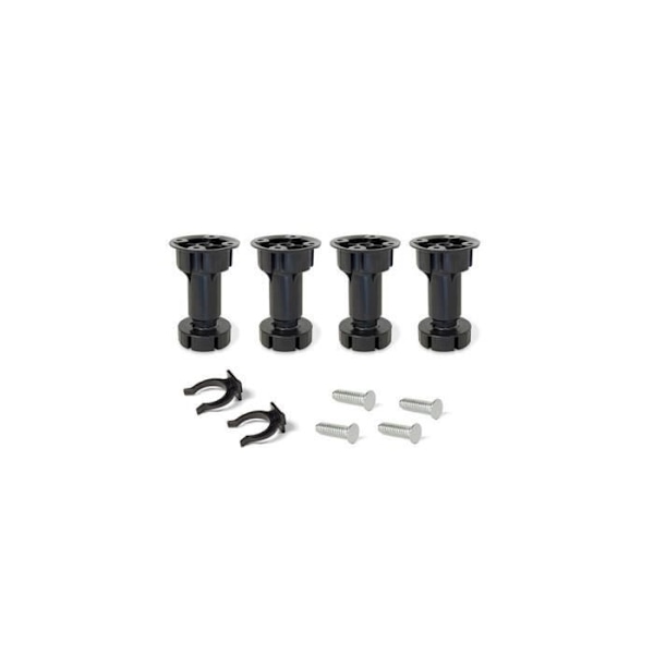 Kit med 4 justerbara benfötter H 120 mm i svart plast - 3999017 - Emuca Svart