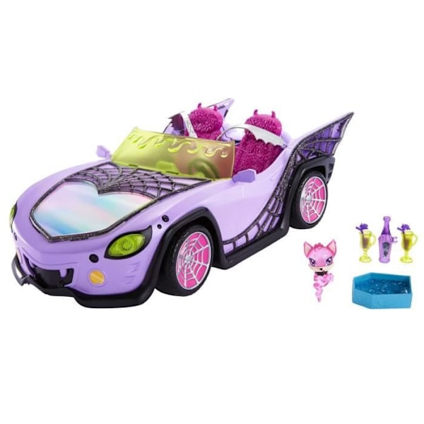 Monster High-Ghoul mobilbil med djur och tillbehör HHK63 Flerfärgad