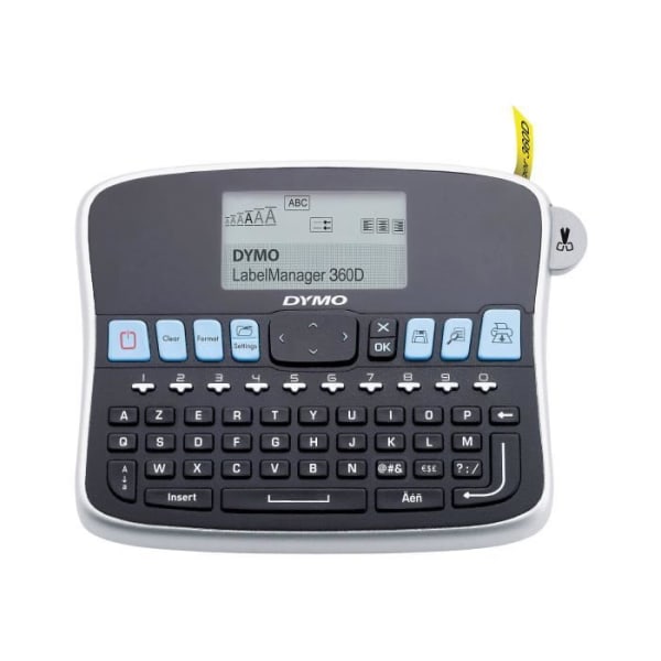DYMO LabelManager 360D Elektronisk etikettmaskin QWERTY-tangentbord + 1 19mm svart/vit tejp + litiumjonbatteri + nätladdare