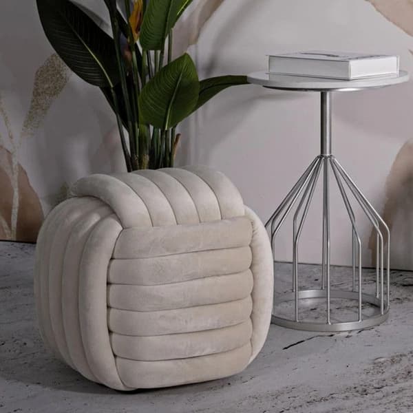 Pouf i tyg Softy 45 x 45 x 45 cm creme