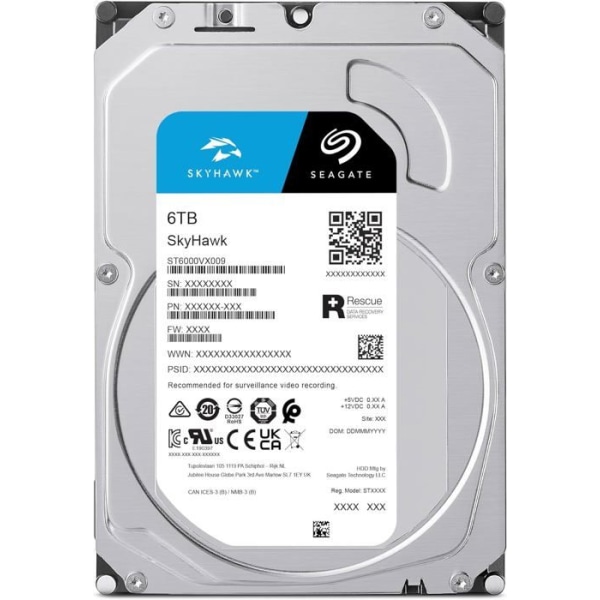 Seagate SkyHawk ST6000VX009 intern hårddisk - hårddisk - 6 TB - SATA 6Gb/s