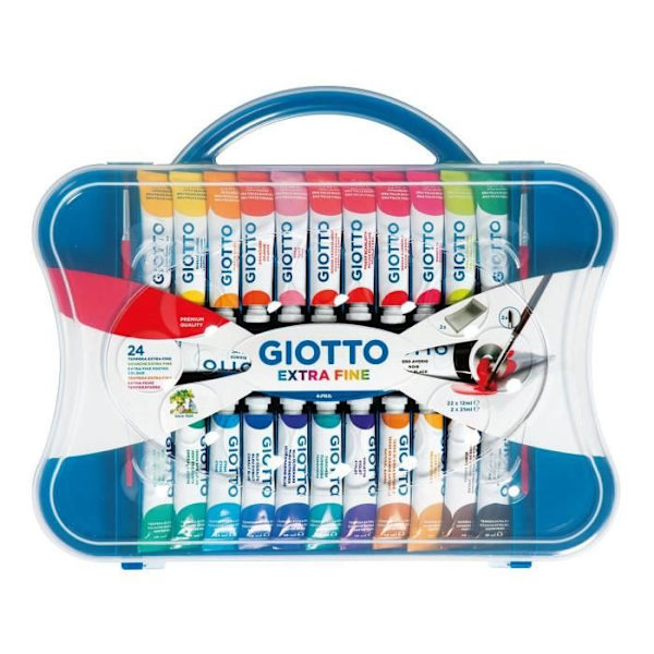 GIOTTO Extra fin gouache - Hängbar låda med 22 rör - 20 x 12 ml + 2 x 21 ml