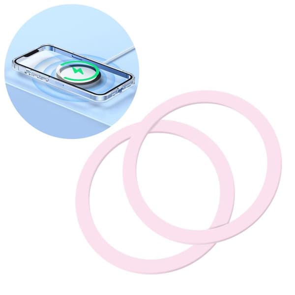 Rosa metallisk magnetring för smartphone, 2-pack. Ros
