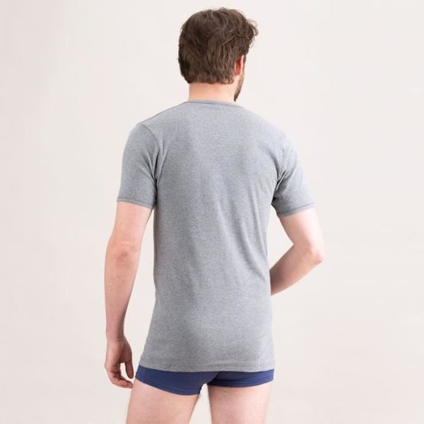Grå T-shirt, V-ringad, i ren … - M