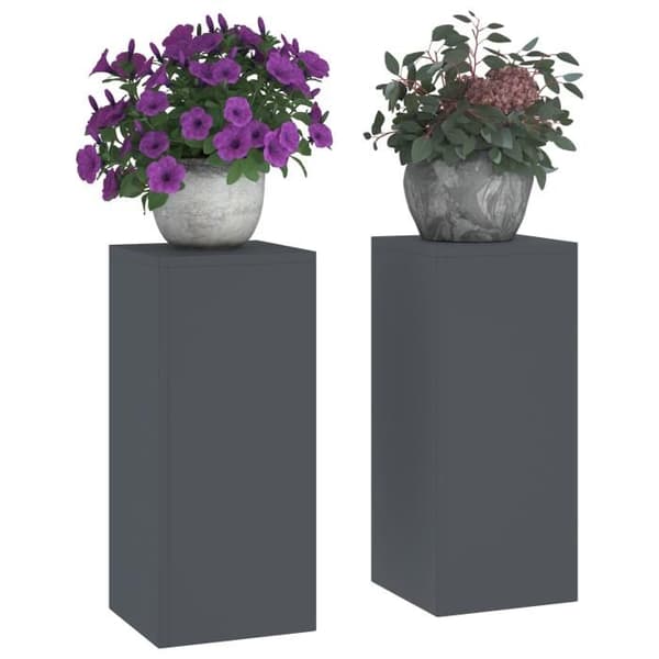 Växtstöd - Pelare - 2 st - Antracit - Stål - 24x24x55 cm antracit