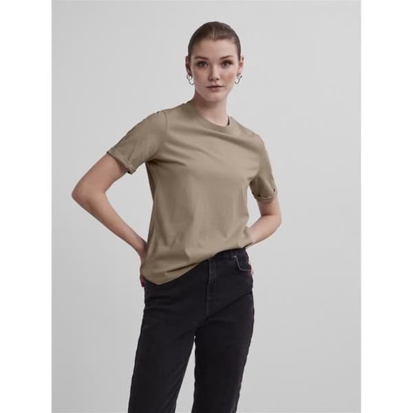 Pieces Ria Up Solid dam t-shirt silver mink XS