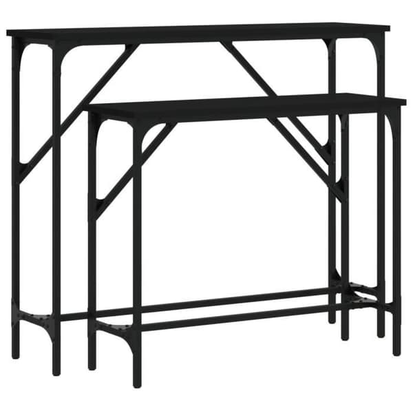 vidaXL konsolbord 2 st Black Engineered Wood 834140
