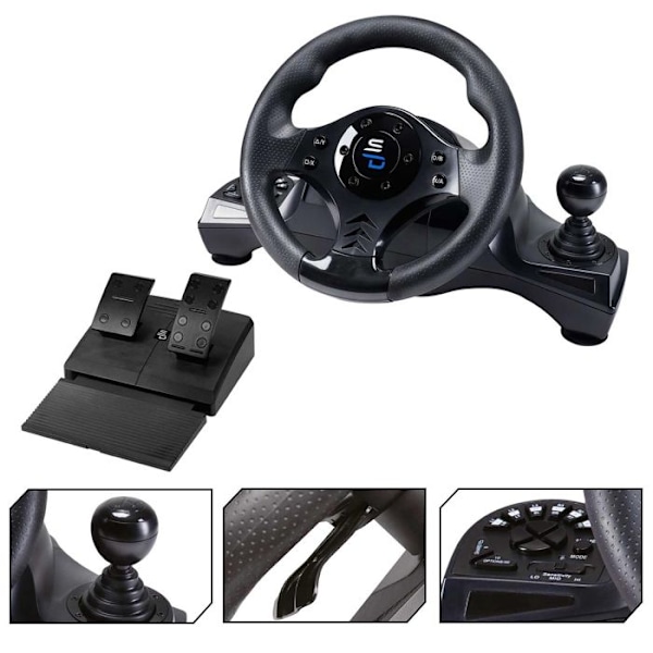 Superdrive - GS750 Racing Wheel med pedaler, paddlar, växelreglage och vibrationer för Xbox Series X/S, PS4, Xbox One, PC Svart