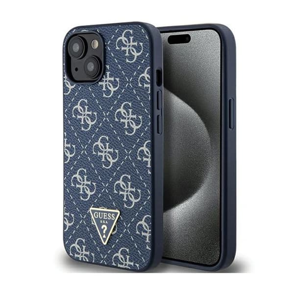 Guess 4G Triangle Metal Logo - Fodral för iPhone 15 Plus (blå)