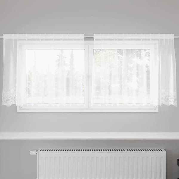 Blommönstrad spetsgardin - vidaXL - Vit - 100x200 cm - Polyester - Ljusfilterande - Integritetspaneler Vit