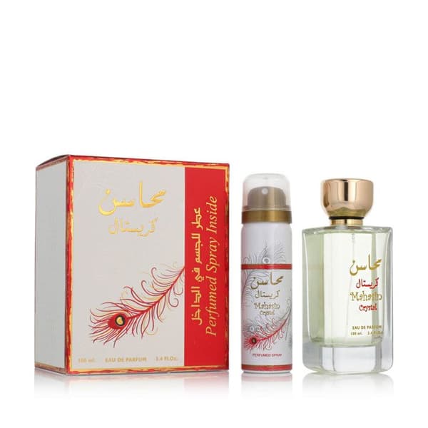 Presentförpackning EDP - LATTAFA - Mahasin Crystal - 100 ml EDP - 75 ml DEO spray - Kvinna Vit