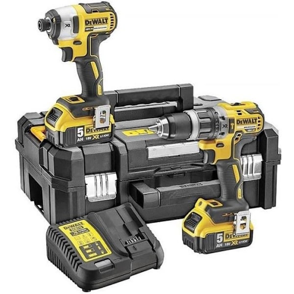 Pack borrskruvdragare med slag - DEWALT - DCK266P2T - 18V - 2x 5,0 Ah - 2 hastigheter