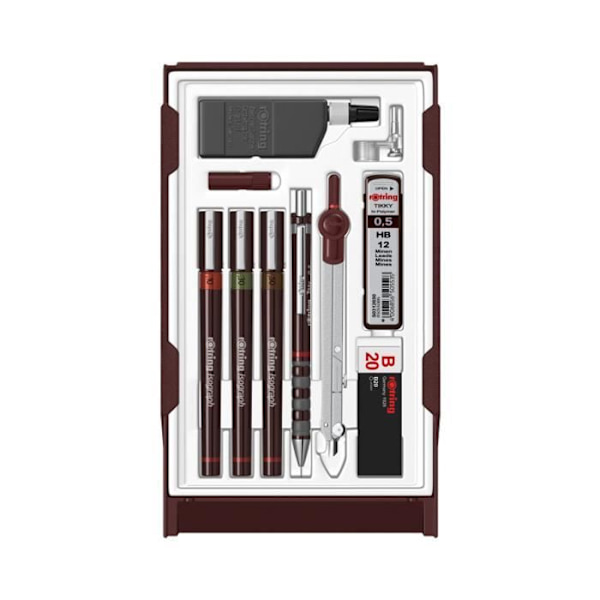 Ritset - ROTRING - Master - Mekanisk penna 0,5 - Isograph 0,1/0,3/0,5 mm - Tillbehör ingår Set 6