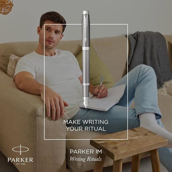 Parker IM Skrivritualer - Grå gradientfjäderpenna, fin spets, kromfinish, presentförpackning grå