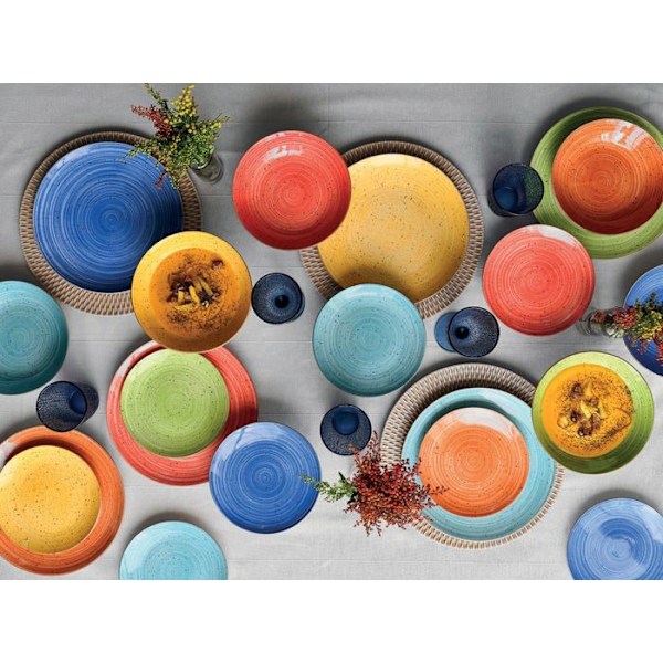 Tognana - MC07018M145 - Kaleido servisset för 6 personer, 18 delar, porslin, flerfärgad