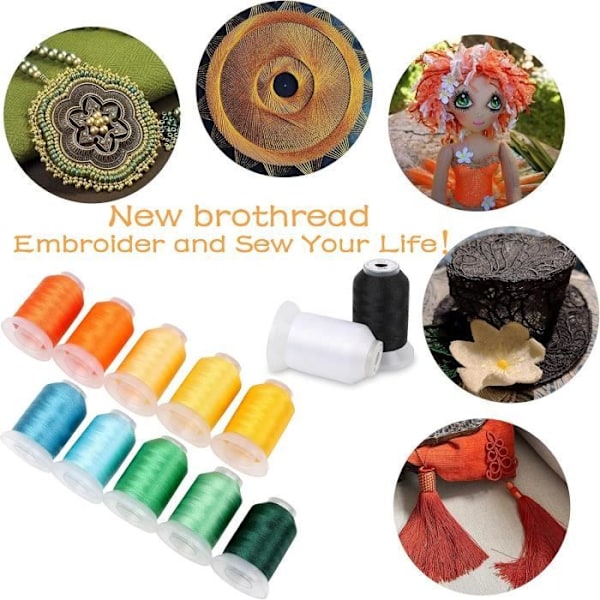 80 Spolar Janome Polyestertråd Maskin för Broderi 500M - Sortiment av Nya Färger av New brothread 78 Janome Färger+1 Vit+1 Svart