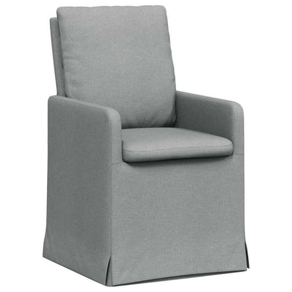 Matstol - VIDAXL - Set om 2 - Ljusgrå - Polstrad tyg - Hjul & armstöd Ljusgrått