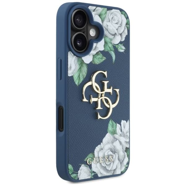 Coque Guess Hardcase 4G Grained Roses Big Logo för iPhone 16 - Blå Blå