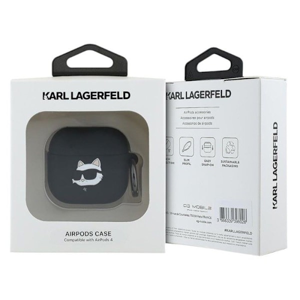 Coque för Apple AirPods 4 - Karl Lagerfeld Silicone Choupette Head 3D (KLA4RUNCHK) - Svart