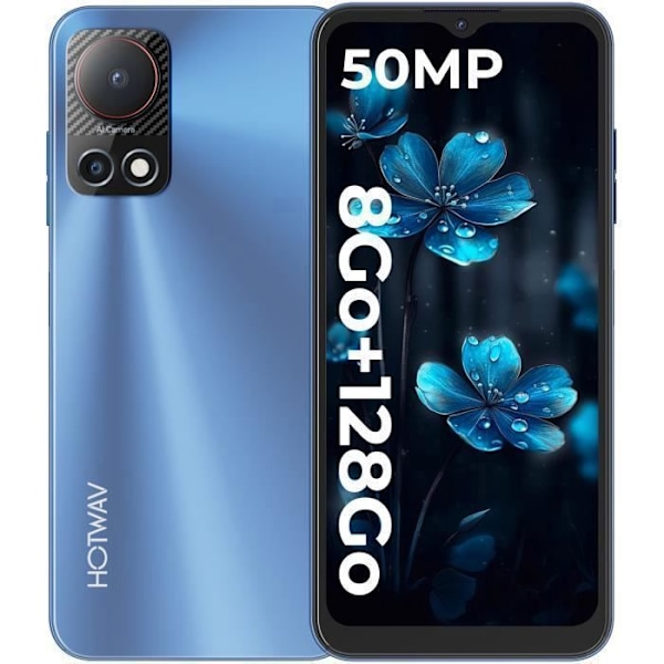 HOTWAV Note 13 Smartphone Billig-Gåvor För Mors Dag|Fars Dag-6.6'' HD+ 5160mAh 4+128Go Kamera 50MP Mobiltelefon 4G - Blå Blå
