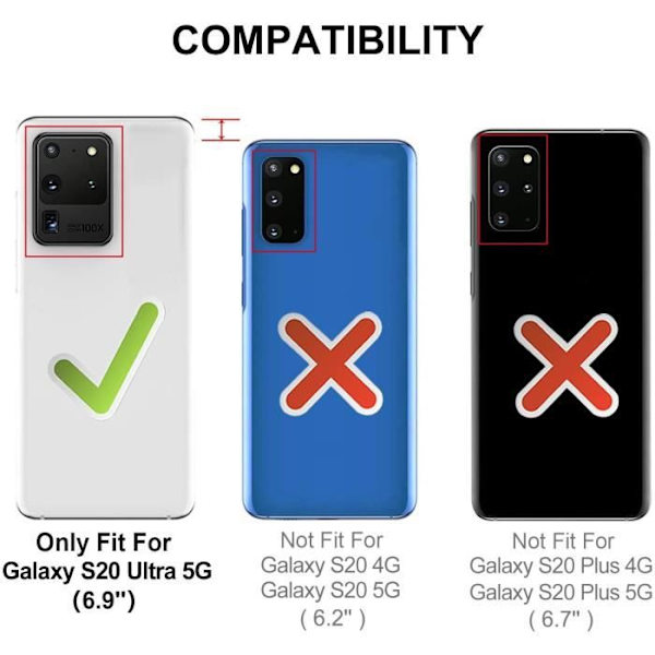 Samsung S20 Ultra-fodral - Aclay - 2-delat fodral - Skärmskydd - Flip Clear View - Stötbeständig Svart