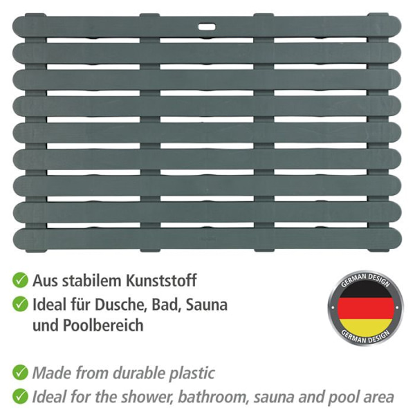 Duschgaller - WENKO - Grå - Halkfri - Plast - 80x50x3cm Grå