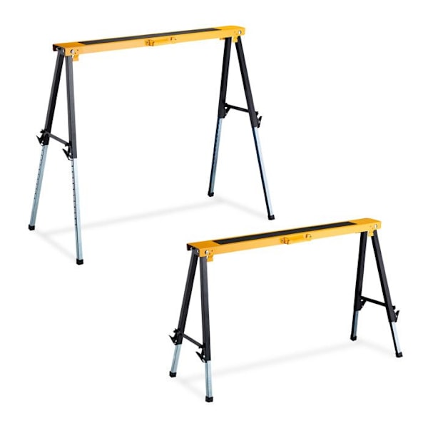 Relaxdays teleskopiska stödsystem, set om 2, hopfällbar målarduk, handtag, 150 kg, justerbar höjd 64-91,5 cm, svart-orange Svart-orange