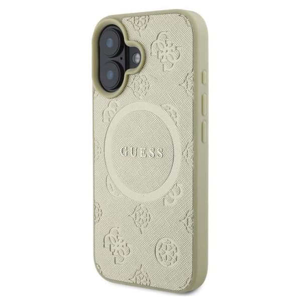 Coque baksida för iPhone 16 Resistenta MagSafe Guess Guld Gul