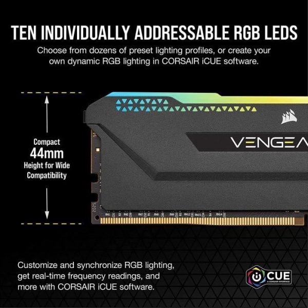 RAM-minne - CORSAIR - Vengeance RGB Pro SL DDR4 - 16GB 2x8GB DIMM - 3200 MHz - 1,35V - Svart (CMH16GX4M2E3200C)
