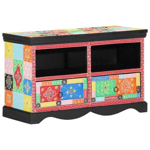 Multifärgad TV-möbel 80x35x50 cm i mangoträ