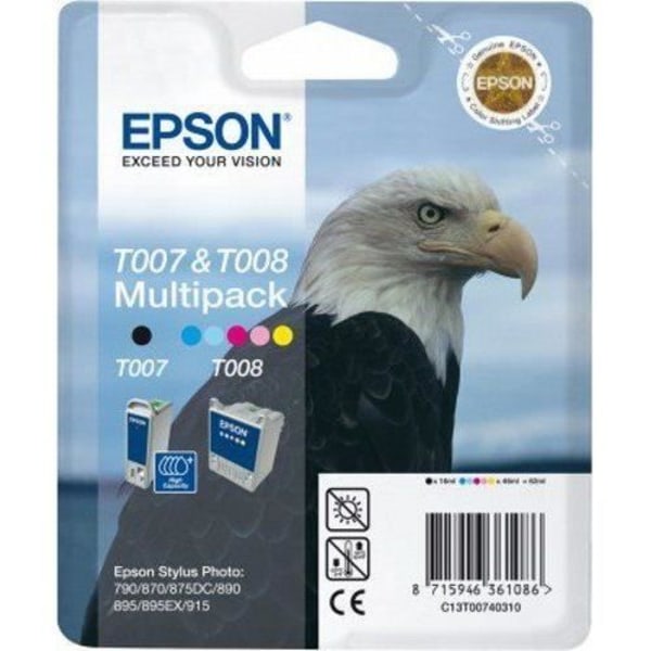 Epson T007 + T008 Twin Pack Originalbläckpatron 1 x svart, färg (cyan, magenta, gul)