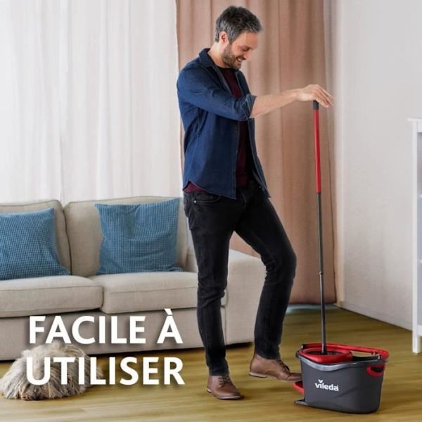VILEDA Set Easywring ren mopp + snurrhink Svart, vitt och rött