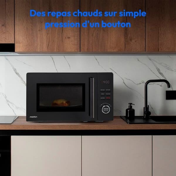 Mikrovågsugn Grill - MEDION MD12021 - 20L - 800/1000W - 9 Program - Svart svart
