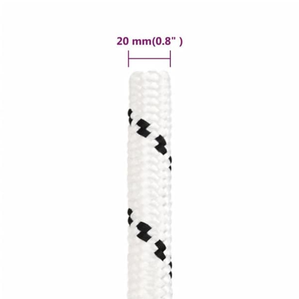 152789 vidaXL Arbetslina Vit 20 mm 25 m Polyester Vit