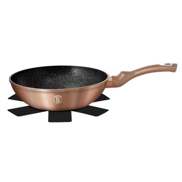 Wok - 28 cm - Koppar Metall - Marmorbeläggning - Turbo induktion