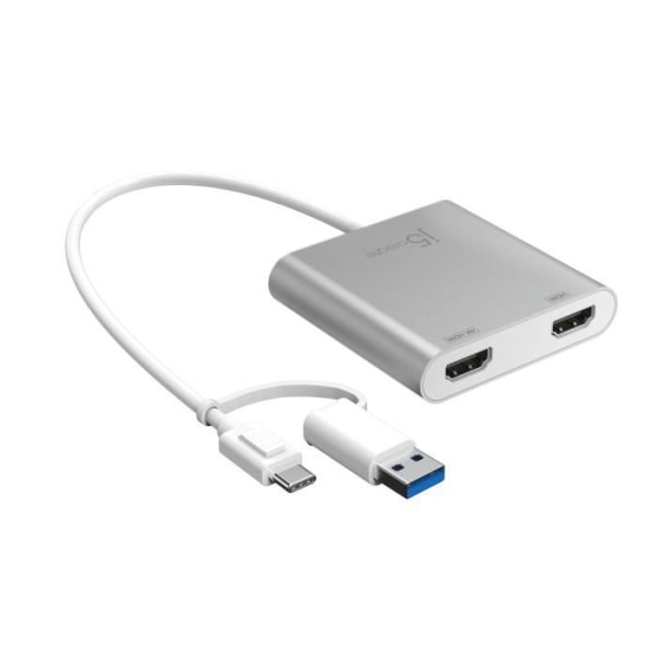 j5create JCA365 USB-C till Dual HDMI Multi-Monitor Adapter, Silver