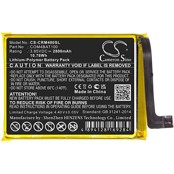 Techtek telefonbatteri - CS-CRM400SL - Batterier kompatibla med [Crosscall] Core M4, Core M4 Go ersätter COM4BAT100 FBA