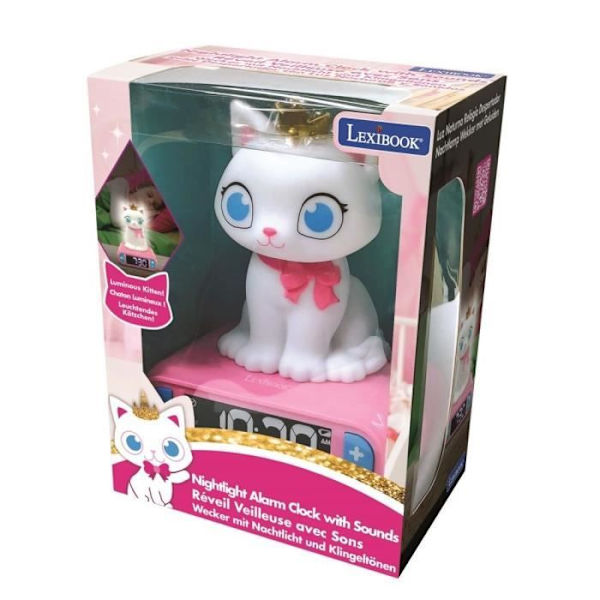 Digital väckarklocka LEXIBOOK - Katt - 3D ljus och ljud - Vit och rosa - Barn Rosa