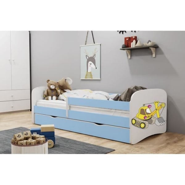 Kocot Kids Babydreams grävmaskin blå barnsäng 70x140 - utan låda eller madrass Blå