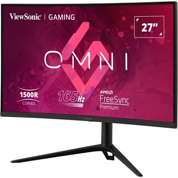 Böjd Gaming PC-skärm - VIEWSONIC VX2718-PC-MHDJ - 27" FHD - VA-panel - 1 ms - 165Hz - Justerbar fot Svart