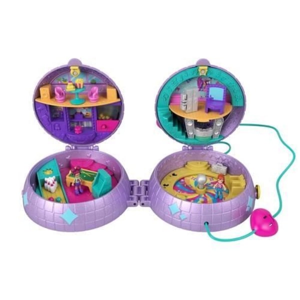 Coffret Boule Disco - POLLY POCKET - HCG24 - 4 Spelutrymmen - 2 Mini-Figurer - Flerfärgad Flerfärgad