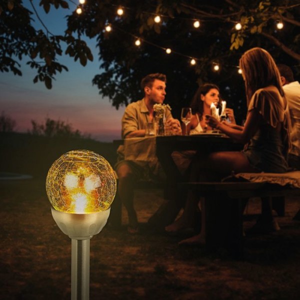 Relaxdays LED Solar Light Set, Spike, Trädgårdsdekoration, Belysning, Set om 2, Färgbyte, Silver silver, transparent, black
