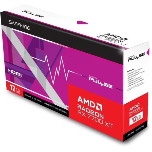 SAPPHIRE - Grafikkort - PULSE AMD RADEON™ RX 7700 XT GAMING 12GB - GDDR6 - DUBBLA HDMI / DUBBLA DP