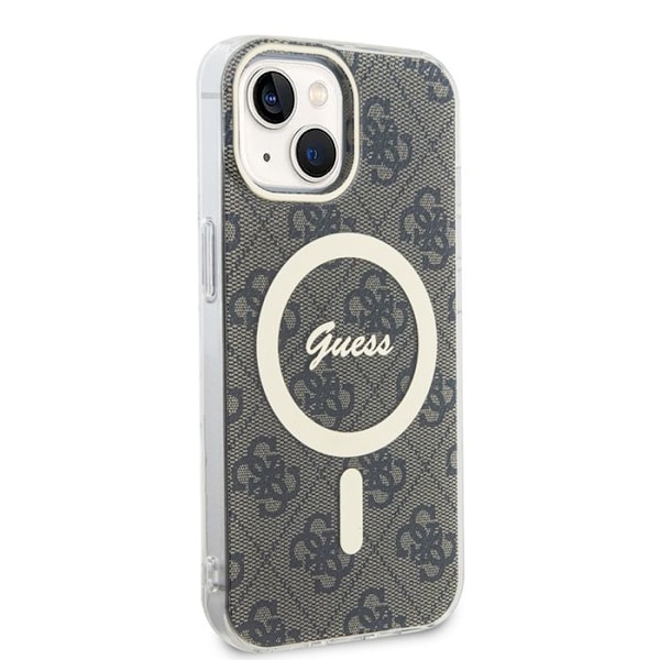 Coque pour iPhone 15 Plus - Guess IML 4G MagSafe (GUHMP15MH4STW) - Brun