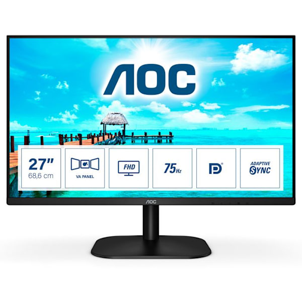 AOC 27B2QAM LED-skärm, 27 tum, FHD VA, 4ms, 75Hz, svart