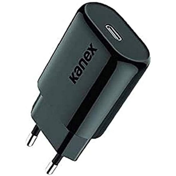 USB-C väggladdare - KANEX - K160-1526-EUBK - Ultra-snabb 18W laddning - Kompatibel med alla enheter - Svart Svart