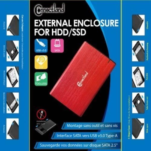 EXTERN SKÅP USB3-UTAN-SKRUV-RÖD